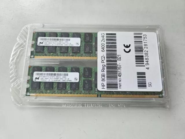 HP Micron 8GB (2x4GB) PC2-6400 DDR2-800Mhz DIMM KIT ( 497767-B21 ) REF