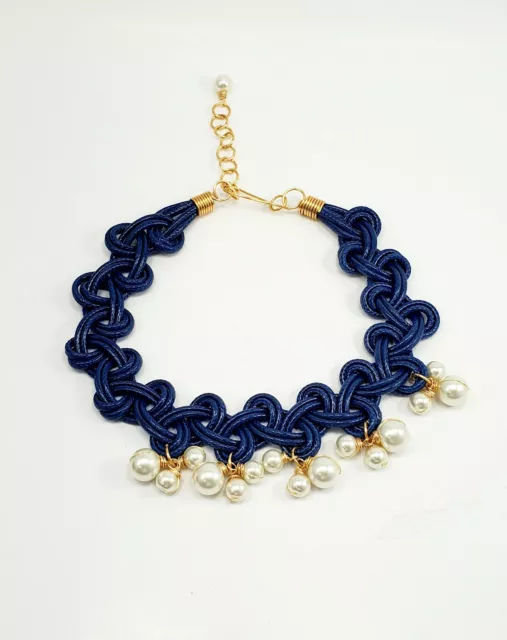 Collier Choker Bleu Perle Statement Cuir Mode Neuf Femmes Grand Boho 3