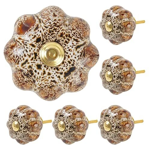 HSEANHM Cabinet Knobs Drawer Knobs Vintage Pumpkin Ceramic Knob 6 Pcs Drawer ...