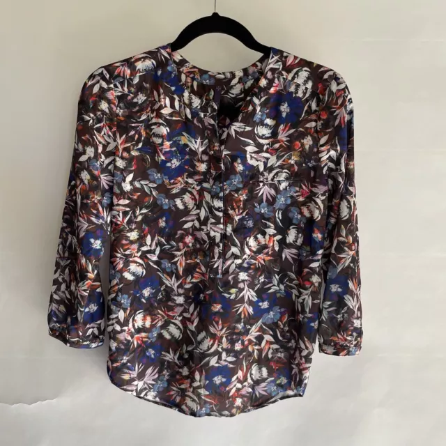 NYDJ blouse sz xs floral womens top shirt popover euc not your daughters jeans