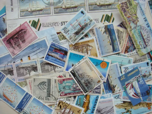 50 Transport Stamps SHIPS/Boats All Different Thematic World Water/Sea Transport 2