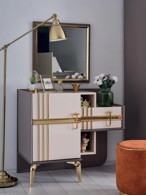 Schminktisch Konsole Schlafzimmer Möbel Design Holz mit Metall Grau neu