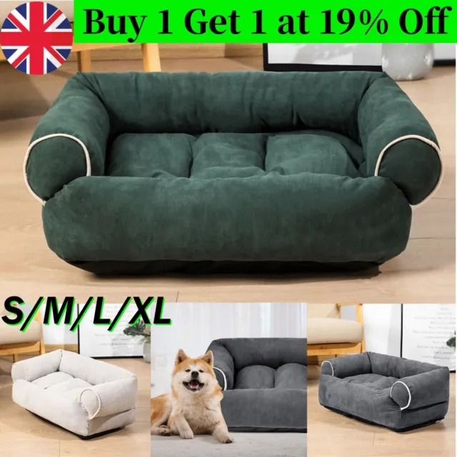 Pet Dog Sofa Bed Sleeping Bed Winter Warm Rectangle Soft Kennel Cattery UK-STOCK