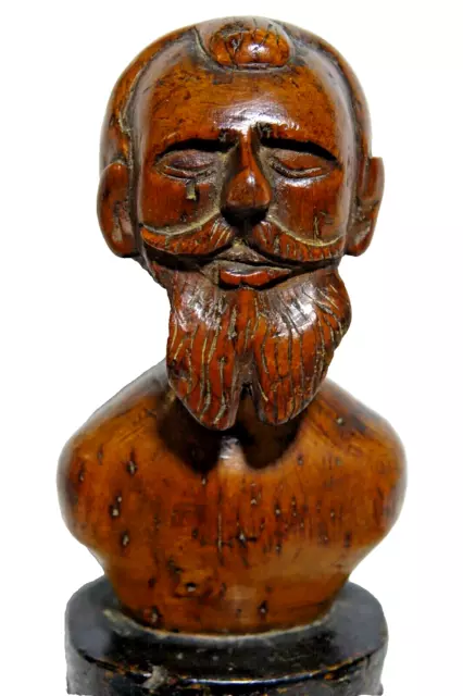 WONDERFUL EARLY CARVED WOODEN HEAD / BUST 1700s ? VERY RARE TREEN L@@K