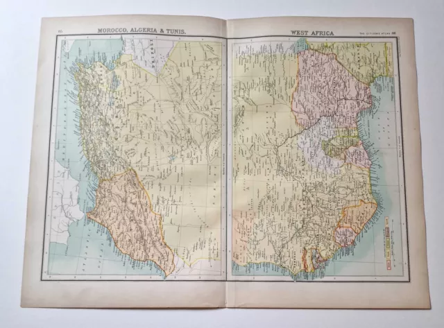 JOHN BARTHOLOMEW Original 1899 Colour Map: Morocco & Algeria, West Africa