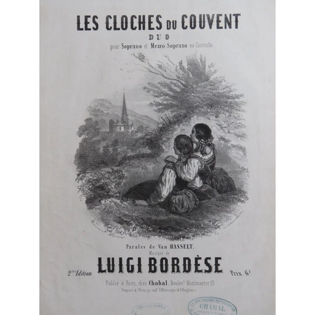 BORDÈSE Luigi Les Cloches du Couvent Chant Piano XIXe siècle