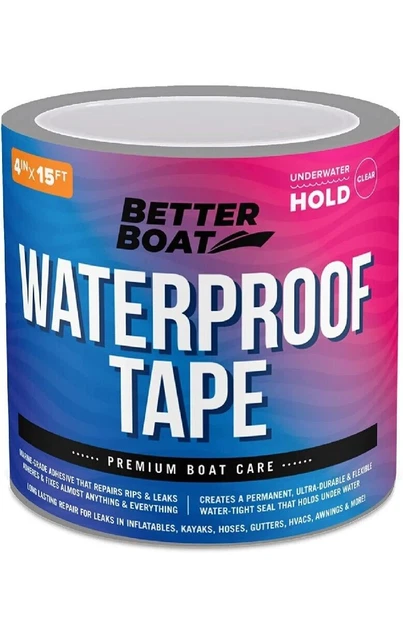 Clear Waterproof Tape 15' x 4 Better Boat - Heavy Duty, Marine Grade,