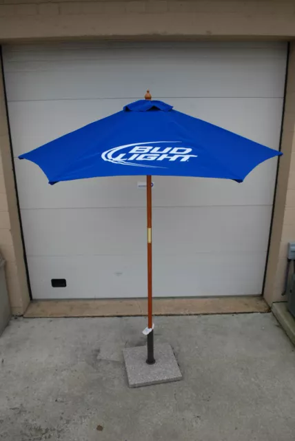 Bud Light Beer Patio Beach Market 7 FT. Umbrella NEW IN BOX  3 Bud Light Logos 2