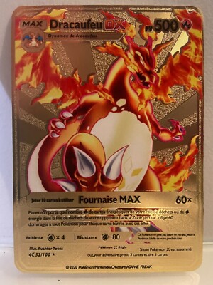 54 Cartes Pokemon Charizard Vmax Plaqué Or, Charizard Golden Vmax DX Gx 54 Cartes Pokemon Charizard Vmax Plaqué Or, Charizard Golden Vmax DX Gx