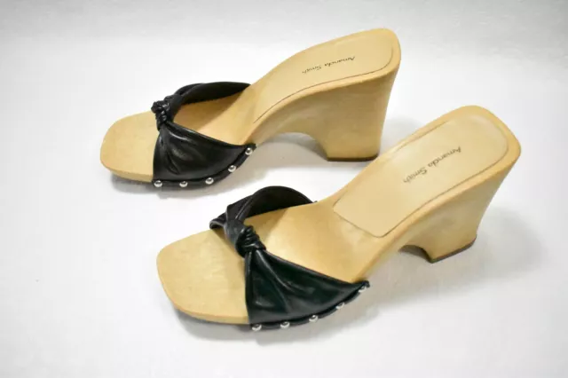 Amanda Smith Shoes Sandals Black Wedge Heel Size 9 Women's New