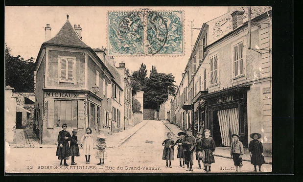 CPA Soisy-sous-Étiolles, Rue du Grand-Veneur, vue de la rue