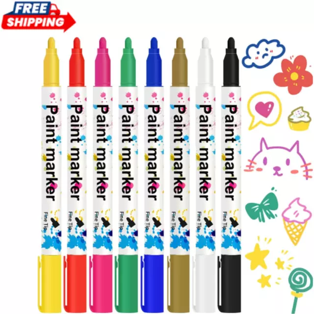 8PCS Paint Markers Set Oil Based for Metal Mix Permanent Colored Pen Fine Point