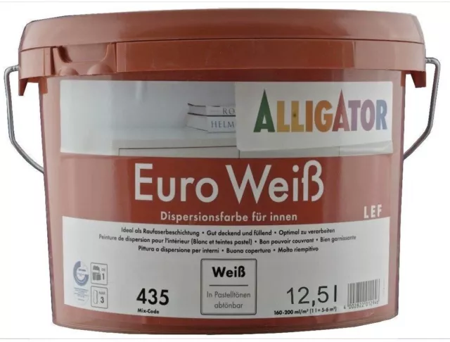 Alligatore bianco euro LEF, colore a dispersione per pareti interne e soffitti 12,5 Ltr