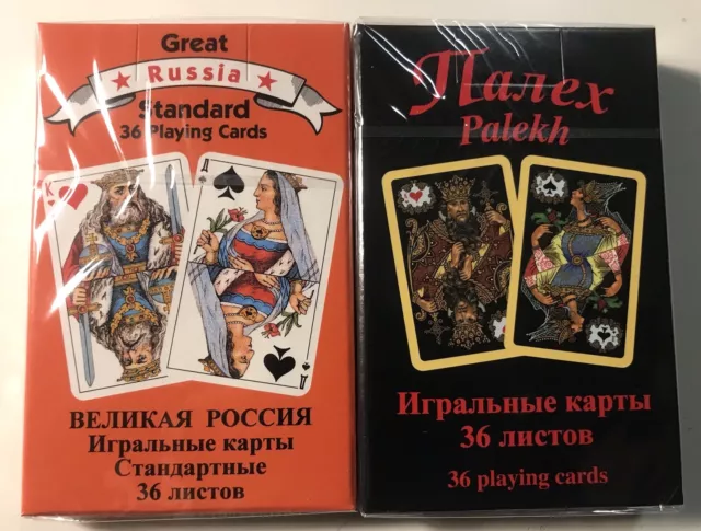 2 X 36 Playing Cards - Russian  / Slavic Palech    "Piatnik" - Made In Austria