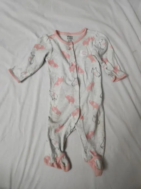 Carter's Infant Girl 3-6 Months Gray Pink Elephant Outfit #B501
