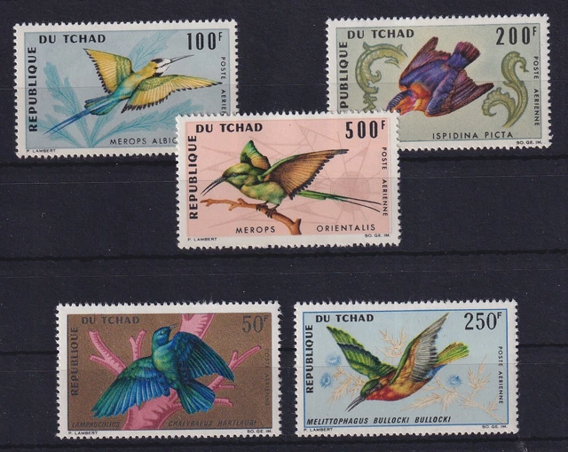 Tschad 1966/67 Flugpostmarken Vögel  Mi.-Nr. 163-165, 171-172 postfrisch **
