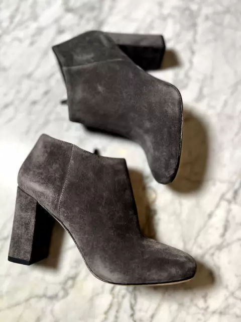 Via Spiga Ankle Boots Booties Womens Size 6 Gray Suede Side Zip 3.5" Heel - NEW