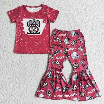 Girls Boutique Ohio State OSU Buckeyes 2 piece Bell Bottom Outfit size 6/12M NEW