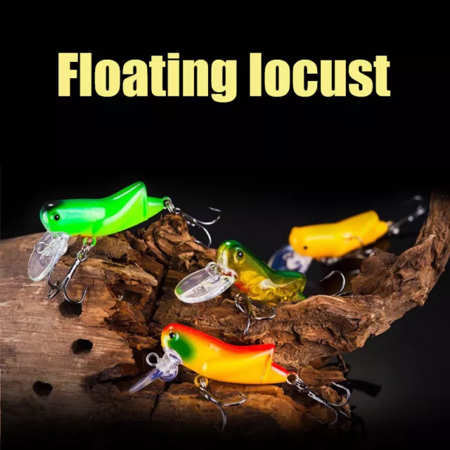 Single And Double Hook Biomimetic Grasshopper Insect Bait Floating Water Fish Ni