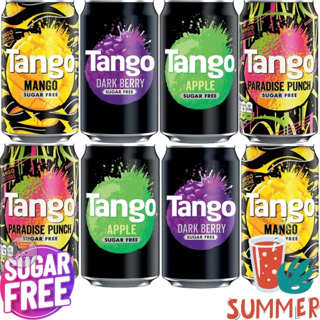 Tango Sugar Free Summer Soft Drink 330ml -Dark Berry Paradise,Punch,Apple,Mango
