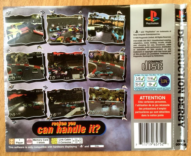 Destruction Derby Raw Sony Playstation 1 (Ps1) Pal-fr (Complete - Good