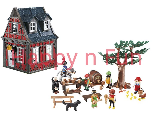 Playmobil ® lot médiéval 7785  Maison à Colombages Rouge + 6464 Taverne
