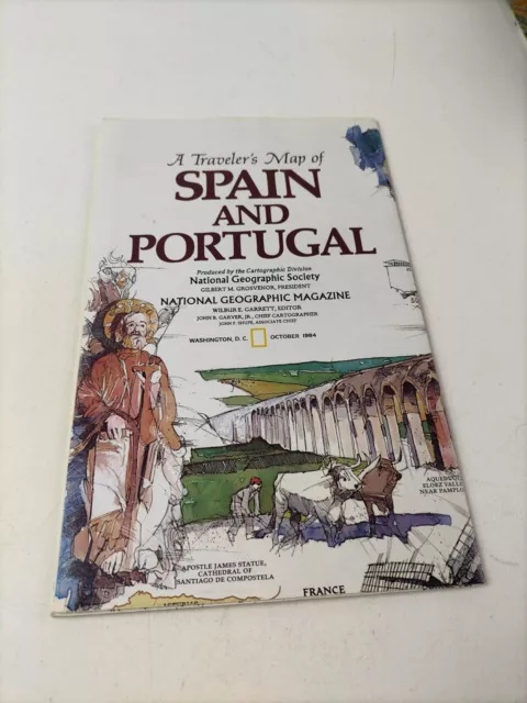 Vintage 1984 Travelers MAP OF SPAIN & PORTUGAL - NATIONAL GEOGRAPHIC