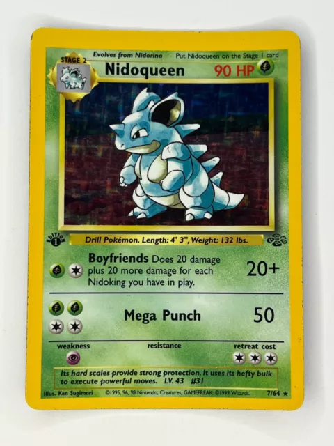 1. Auflage Nidoqueen 7/64 seltenes Dschungel-Set Holo Pokemon Karte fast neuwertig