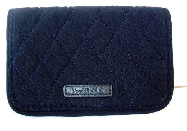 Vera Bradley Classic blue  RFID Small Bifold Wallet NEW floral lining