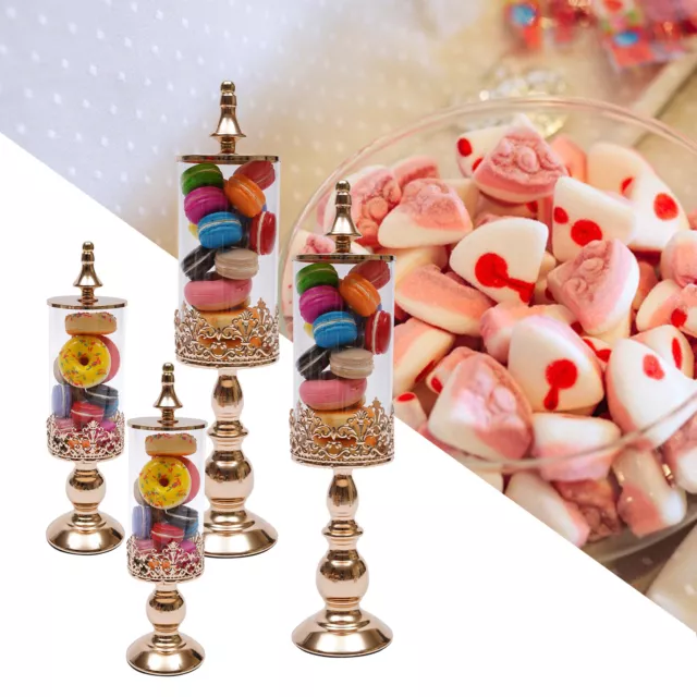4PCS Candy Jars With Lids Buffet Bar Party Sweets Tank Acrylic&Metal Storage Jar