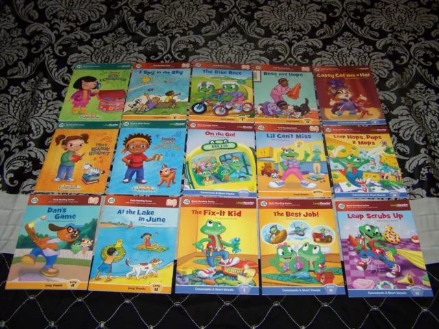 LOT of 15 Leap Frog TAG Reading System & LEAP READER Interactive Books {Vowels+}