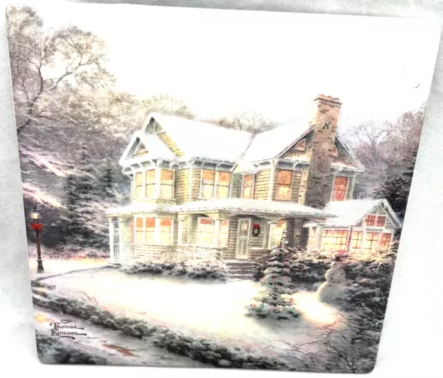 Vintage Thomas Kinkade Hallmark Victorian Christmas III Tile Trivet 7" 1994