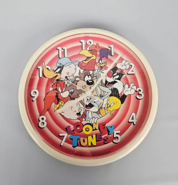 '94 Looney Tunes Wall Clock Westclox Vintage Taz Bugs Tweety Elmer Roadrunner