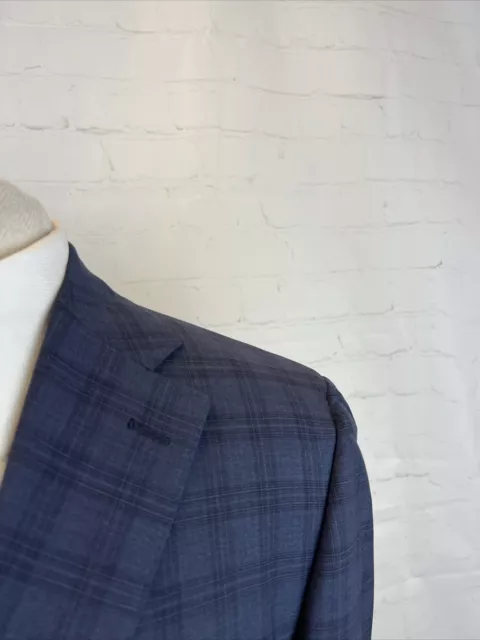 SUPER 160'S Canali Men's Navy Blue Plaid Wool Suit 40R 33X30 $3,495 2