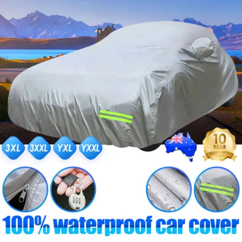 Large Car Cover 100%Waterproof Aluminum 6 Layer UV Dust Hail Resitant Universal