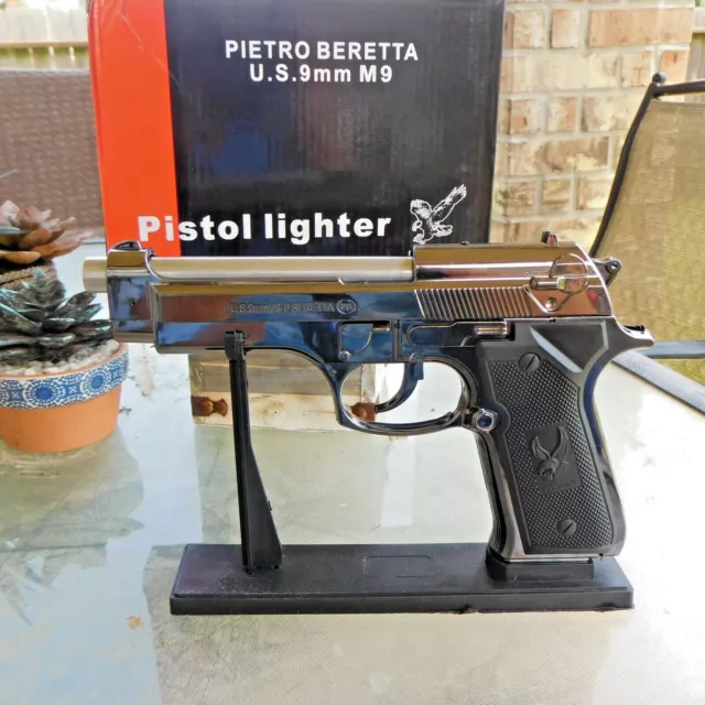 Beretta 9mm M92G Pistol Gun Shaped LIGHTER Trigger Activated Jet Torch  Flame