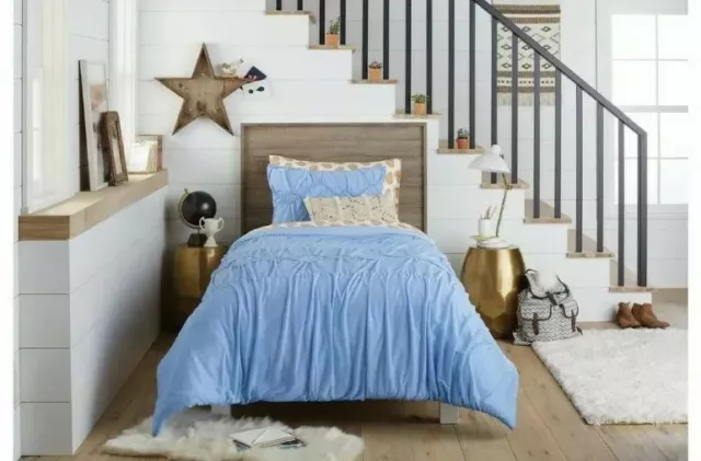 Xhilaration 2 Pc Twin/Twin XL Comforter Set ~ Blue Jersey Textured Ruched