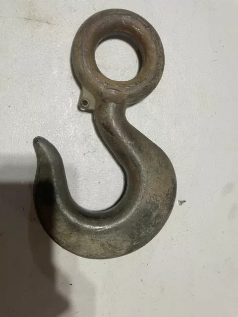 Large Vintage Cast Iron Industrial Hook Steampunk Repurpose 7.5T Crosby Farm