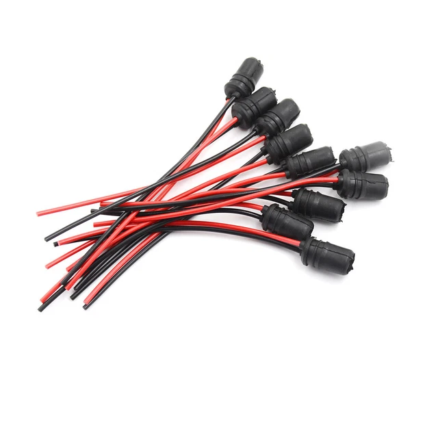 10Pcs T10 Light Bulb Extension Socket Holder Soft Rubber Push-in Wedge Base