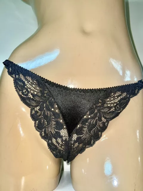 VTG VICTORIA’S SECRET Glossy second skin satin Lace String Bikini Brief Panties