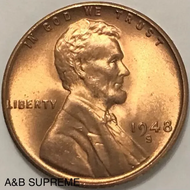 1948 S Lincoln Wheat Cent Bronze Penny Gem Bu Uncirculated