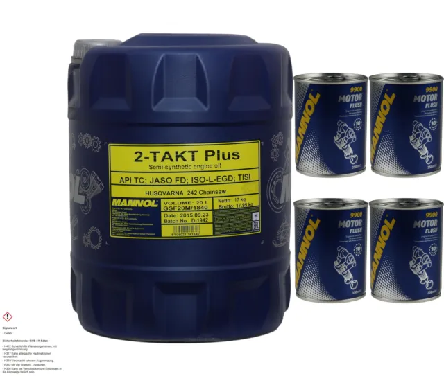 20L MANNOL 2-Takt Plus Api TC Aceite para Motos Bici Oil Lavado de Motor Flush