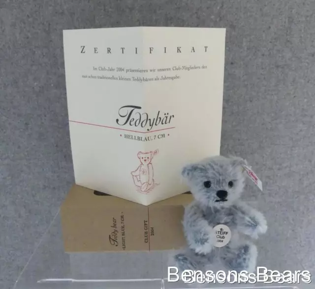 Steiff 2004 Club Renewal Gift Miniature Bear Pale Blue Mohair 7cms Ean 420429 3