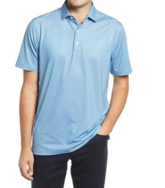 NWT JOHNNIE-O $98 CAB PREP-FORMANCE JERSEY POLO SHIRT IN LAKE SZ S fish scale