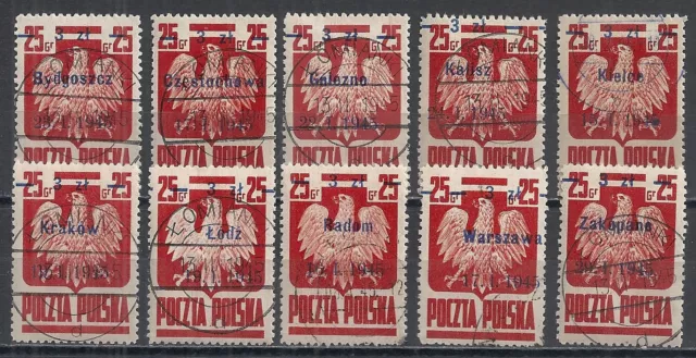 Poland stamps 1945 MI 390I-390X  CANC  VF