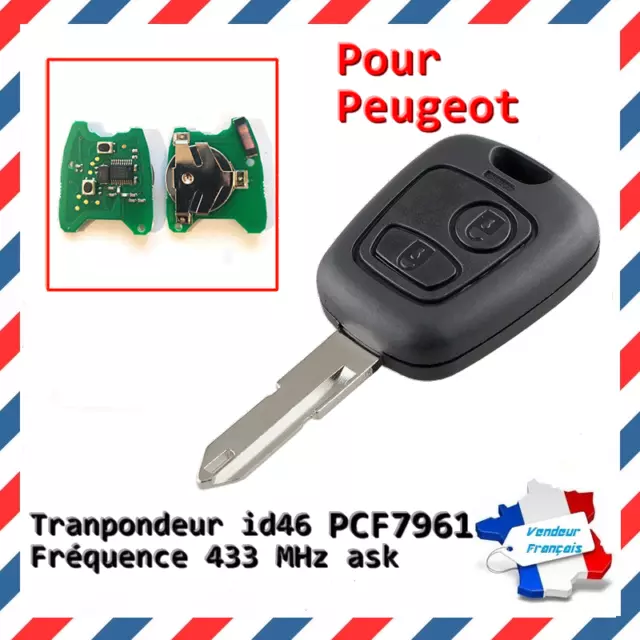 Clé électronique vierge compatible Peugeot 206 206sw 206cc 206+ lame NE72