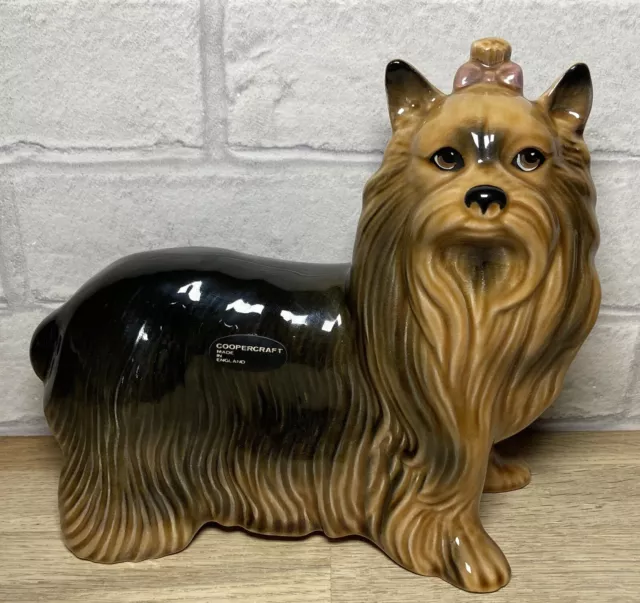 Vintage Coopercraft Yorkshire Terrier Pottery Made In England Approx 6.5” Tall