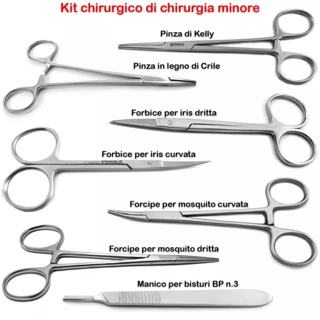 Strumenti per dissezione chirurgica di kit per chirurgia minore veterinaria 7pz