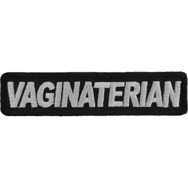 Vaginaterian  Sew On Iron On Embroidered Patch 4" x 1" Funny Patch