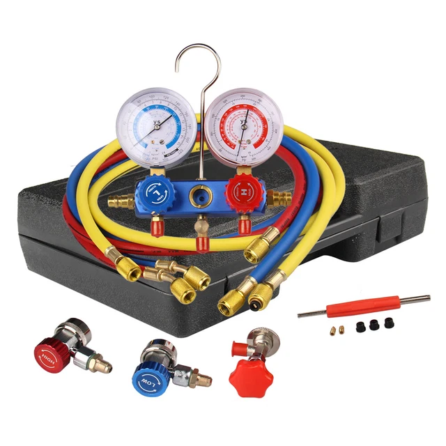 HVAC A/C REFRIGERANT Pressure Manifold Vacuum Gauge Kit Refrigeration